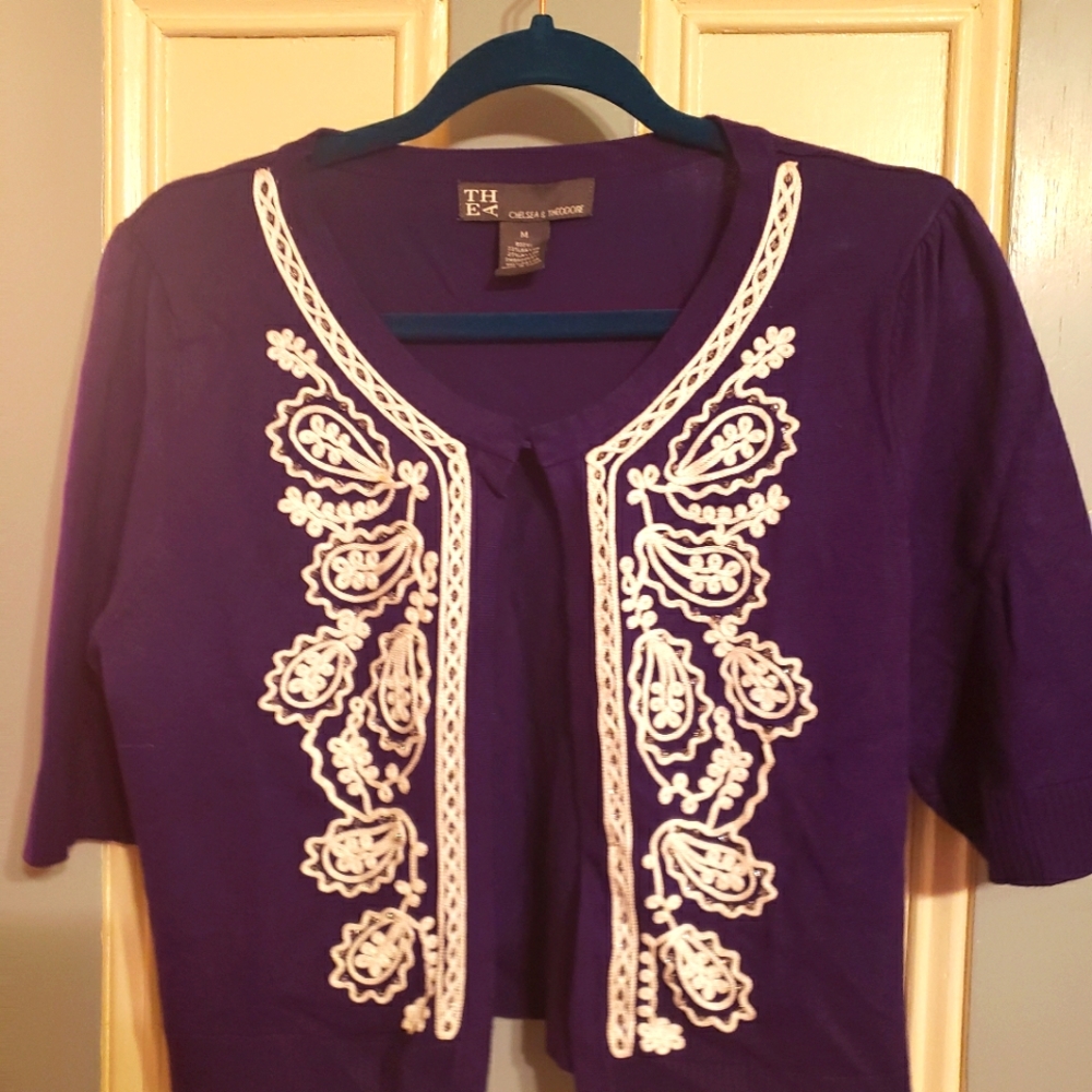 Purple Embroidered Cardigan